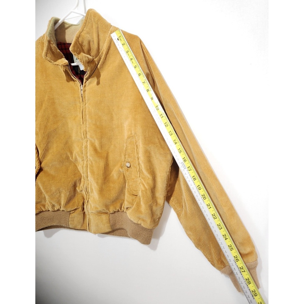 L.L.Bean Vintage Corduroy Jacket Mens Size S Plaid Lined Full Zip Tan Bomber - Picture 4 of 8